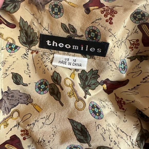 Vintage Silk Novelty Cowgirl Western Boot Button Down Shirt size 12 - Picture 3 of 8